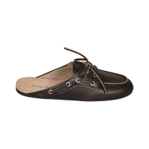 Miu Miu Lace-Up Flat Mules