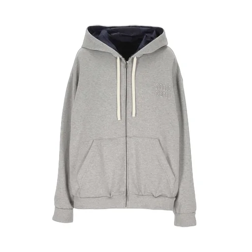 Miu Miu Zip-Up Drawstring Hoodie