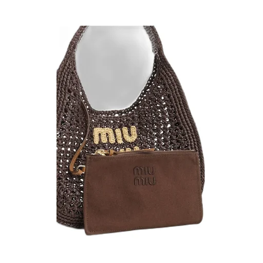 Miu Miu Logo-Embroidered Woven Shopping Bag
