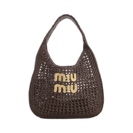Miu Miu Logo-Embroidered Woven Shopping Bag