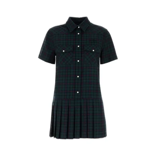 Miu Miu Checked Pleated Dress