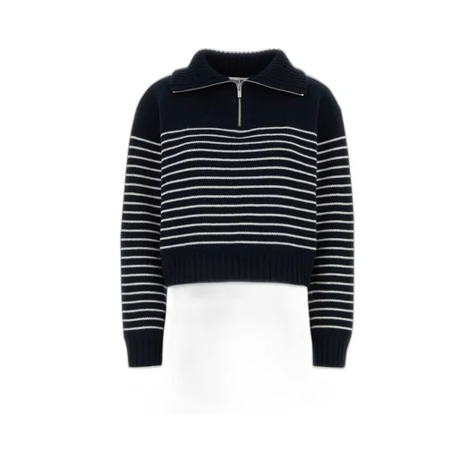 Miu Miu Half-Zipped Striped Knitted Jumper
