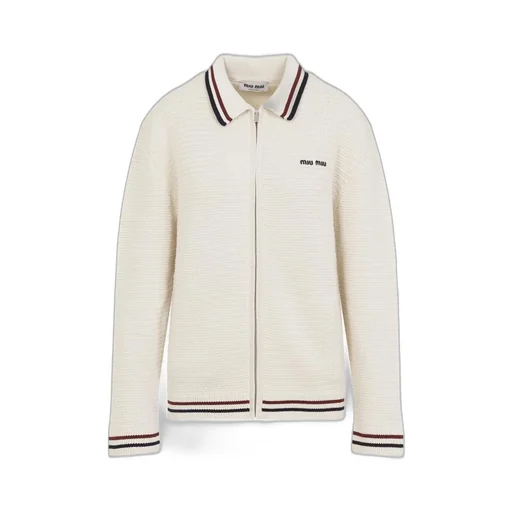 Miu Miu Logo-Embroidered Zipped Cardigan