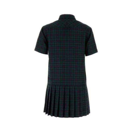 Miu Miu Checked Pleated Dress