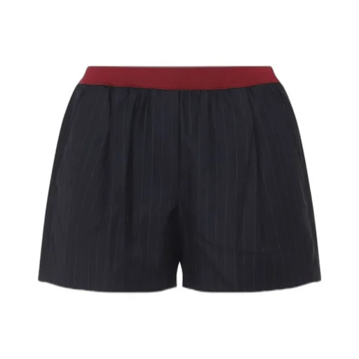 Miu Miu Logo-Embroidered Striped Shorts