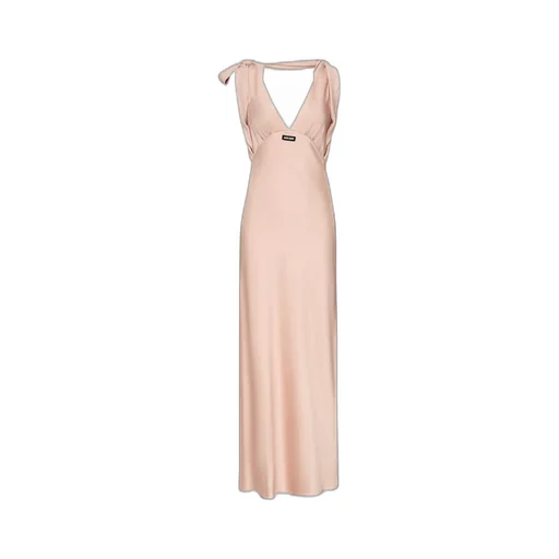 Miu Miu Logo-Patch V-Neck Dress