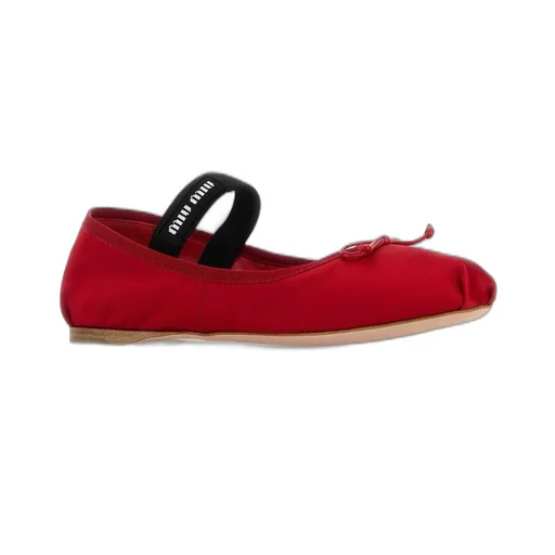Miu Miu Bow-Detailed Slip-On Satin Ballerina Shoes