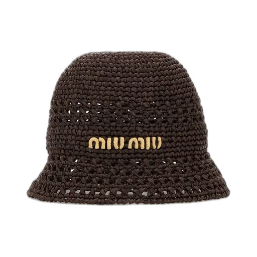 Miu Miu Logo Embroidered Crochet-Knitted Bucket Hat