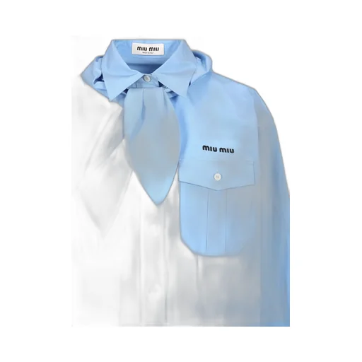 Miu Miu Scarf-Detailed Button-Up Poplin Shirt