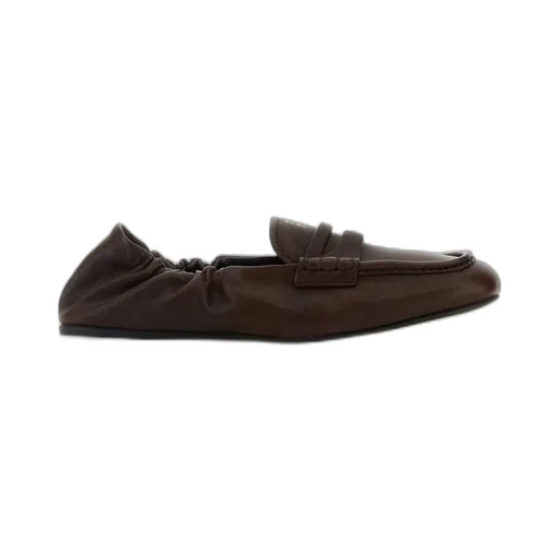 Miu Miu Embossed-Logo Square Toe Loafers