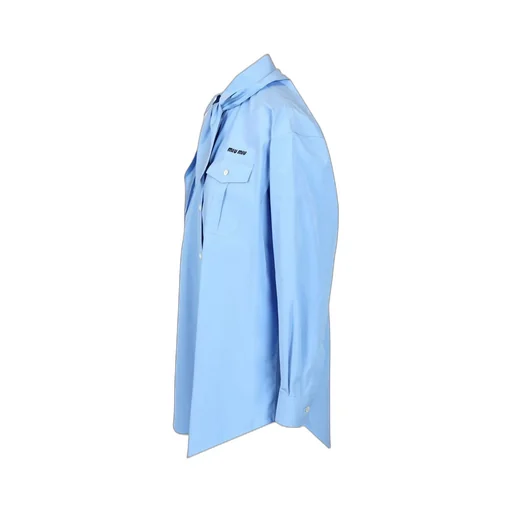 Miu Miu Scarf-Detailed Button-Up Poplin Shirt