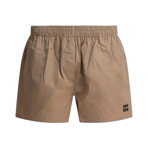 Miu Miu Logo-Embroidered Elasticated Waistband Shorts