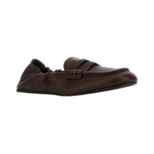 Miu Miu Embossed-Logo Square Toe Loafers