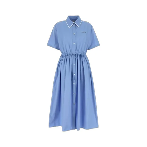 Miu Miu Drawstring Poplin Shirt Dress