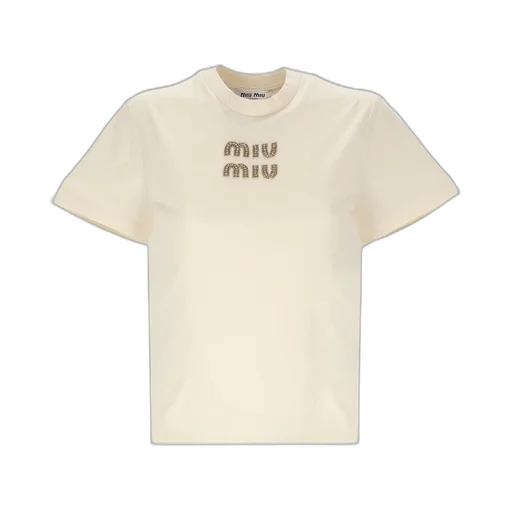 Miu Miu Logo-Embellished Crewneck T-Shirt