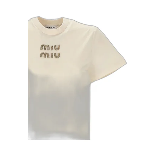 Miu Miu Logo-Embellished Crewneck T-Shirt