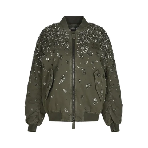 Miu Miu Floral-Embroidered Zipped Bomber Jacket