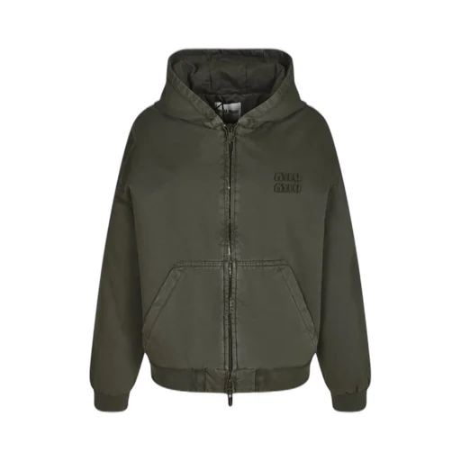 Miu Miu Logo-Detailed Zipped Hoodie
