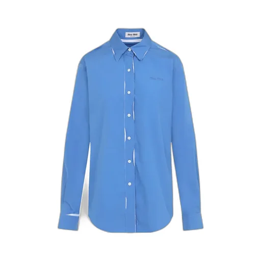 Miu Miu Logo Embroidered Long-Sleeved Shirt