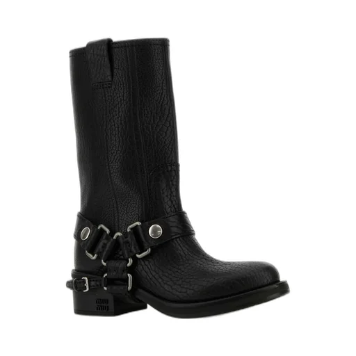 Miu Miu Moto Round-Toe Boots