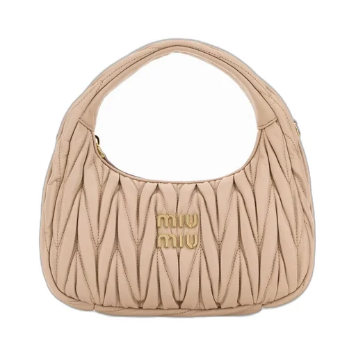 Miu Miu Wander Matelassé Logo Plaque Mini Hobo Bag