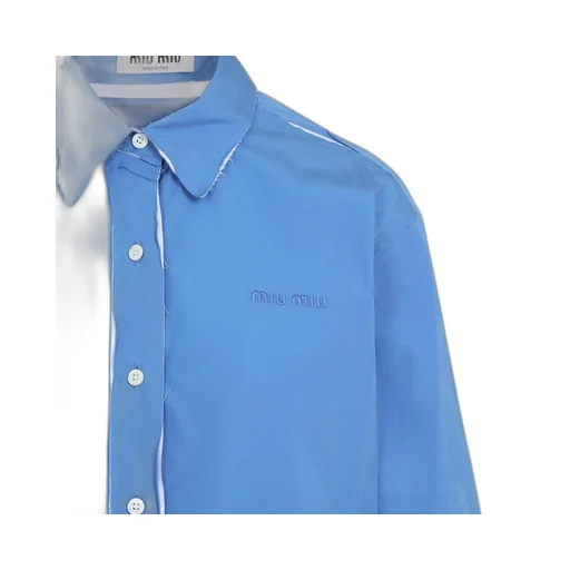 Miu Miu Logo Embroidered Long-Sleeved Shirt
