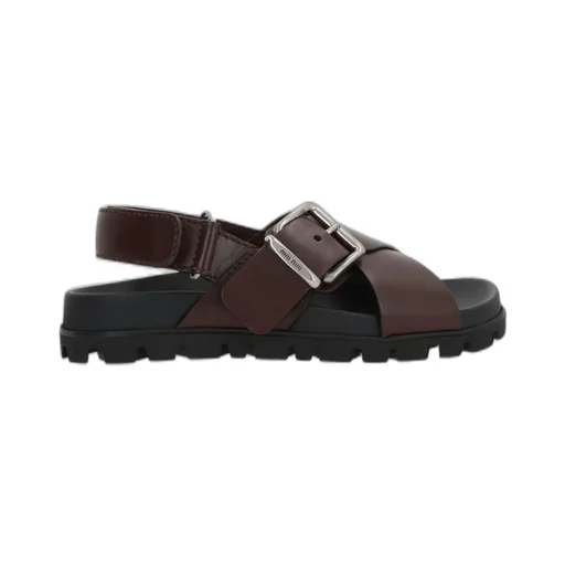 Miu Miu Logo-Engraved Buckle-Fastened Flat Sandals