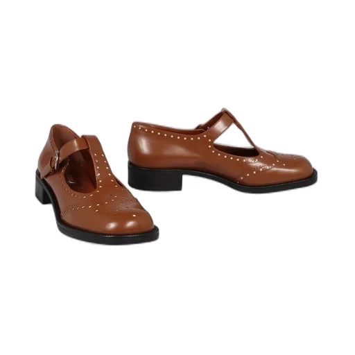 Miu Miu Round-Toe T-Strap Brogue Shoes