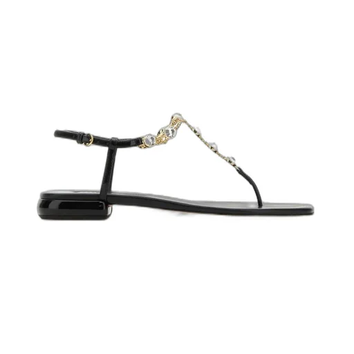 Miu Miu Square-Toe Embellished Thong Sandals