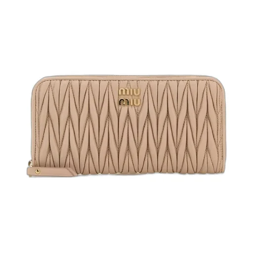 Miu Miu Logo Plaque Quilted Wallet