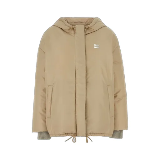 Miu Miu Drawstring Hooded Down Jacket