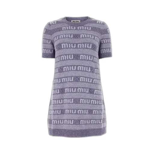 Miu Miu Logo-Intarsia Knitted Mini Dress