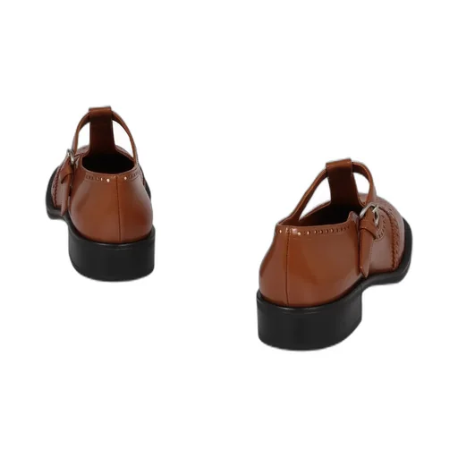 Miu Miu Round-Toe T-Strap Brogue Shoes