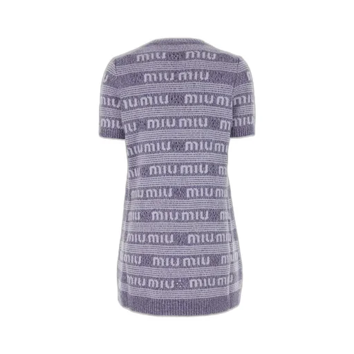 Miu Miu Logo-Intarsia Knitted Mini Dress