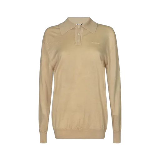 Miu Miu Long-Sleeved Knitted Polo Shirt