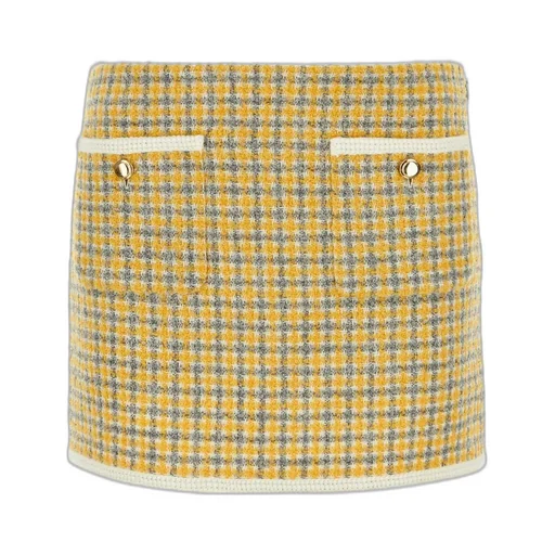 Miu Miu Bouclé Check-Pattern High-Waist Mini Skirt