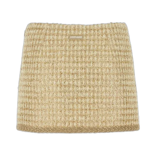 Miu Miu Logo-Patch Sequined Tweed Mini Skirt