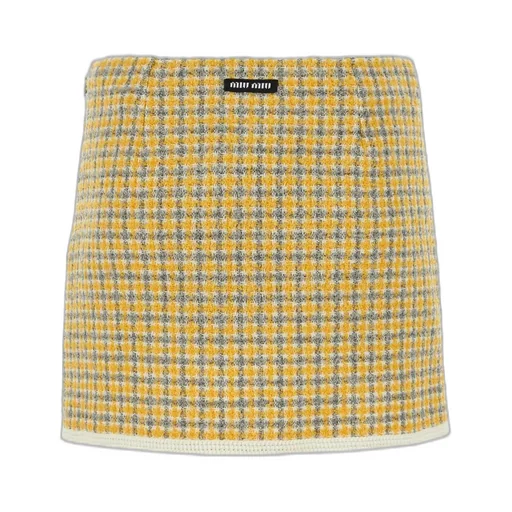 Miu Miu Bouclé Check-Pattern High-Waist Mini Skirt