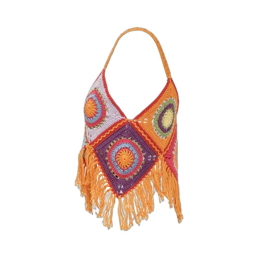 Mixik Crochet Fringe Top
