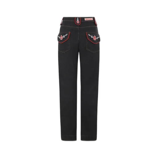 Molly Goddard Floral Embroidered Straight-Leg Jeans
