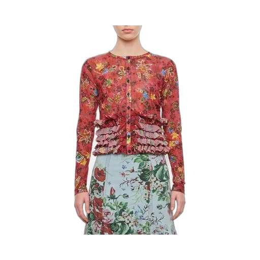 Molly Goddard Floral Printed Knitted Cardigan
