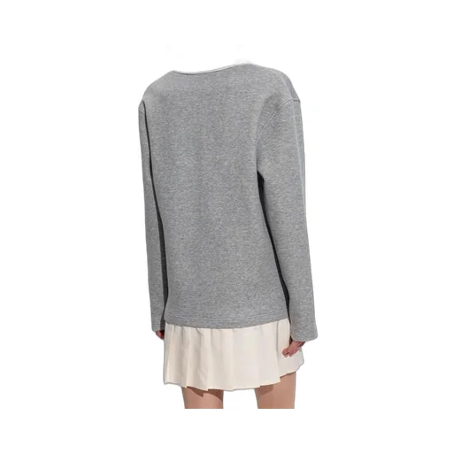 Moncler Pleated Logo Patch Long-Sleeved Polo Dress