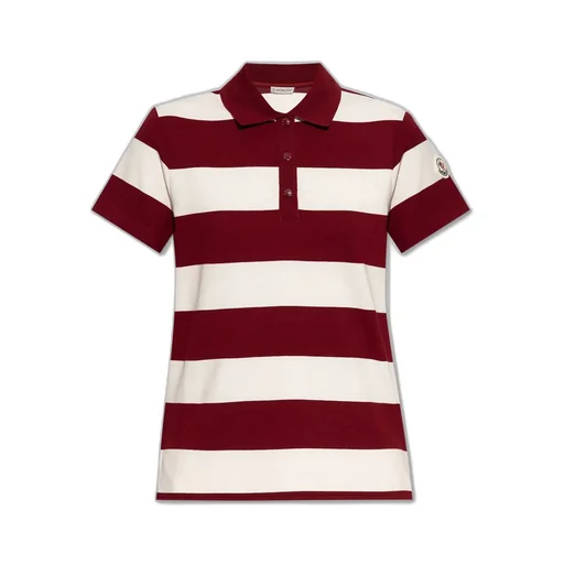 Moncler Striped Short-Sleeved Polo Top