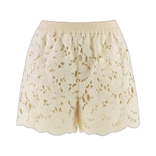 Moncler Floral Cut-Out Elastic Waist Shorts