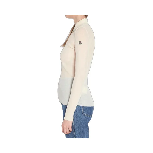 Moncler Long-Sleeved Fine Ribbed Polo Top