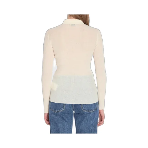 Moncler Long-Sleeved Fine Ribbed Polo Top