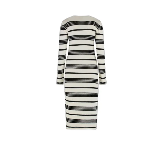 Moncler Striped Long-Sleeved Ribbed Dress