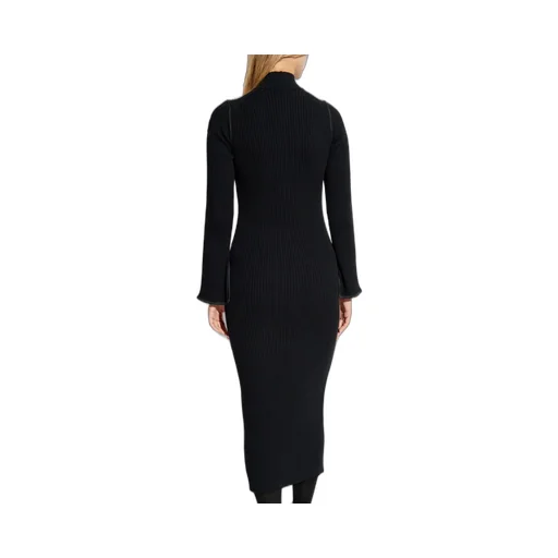 Moncler Half-Zip Ribbed-Knit Midi Dress