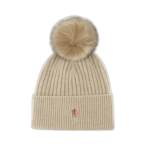 Moncler Grenoble Logo Embroidered Pom Pom Beanie