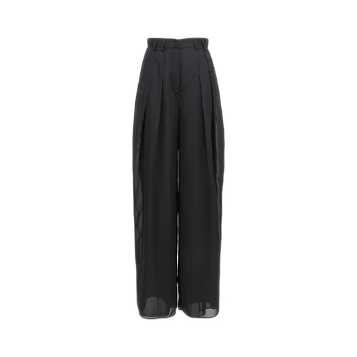 Monot Georgette Pleated Wide-Leg Pants
